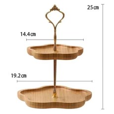 우드 디저트 트레이 왕관 황금 케이크 플레이팅 스타일 북유럽 2단, 1개, A. 골든 2단 그릇