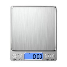 不鏽鋼電子秤(3000g/0.1g) 附贈電池 高精度料理秤 烘焙專用迷你食物秤 廚房磅秤, 不鏽鋼電子秤｜3000g/0.1g電池款, 銀色, IS2000, 3kg