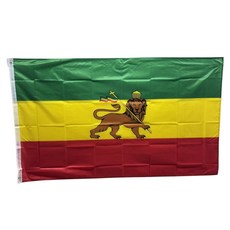에티오피아 사자 국기 Ethiopia Lion flag 90x150cm 야외용 이중스티치 폴리에스터 깃발, 1개, GREEN+YELLOW+RED