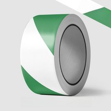 제이 안전선 마스킹테이프 스티커 경고테이프 방수테이프 인테리어 공사현장, 4.8cm 롤 화이트 앤 그린, 1개