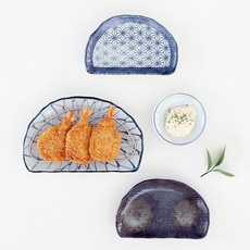 오반자이 미노웨어 반달 튀김접시 small, 미노웨어반달접시[기쿠자라/소1p]