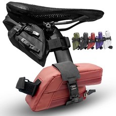 Lumiere & Co. FidLOCK 락 마그네틱 클립 부착 자전거 안장 가방 - 17.8 x 7.6 7.6cm(7 3 3인치) | 이중 칸 조절 가능 블랙 V 버클 시스템, 레드