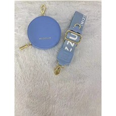 mizzue 小鳥品牌寬背帶 LOGO 印花 厚磅相機背帶HB008 圓餅錢包 (台灣現貨)韓版百搭, 1個, 藍色背帶+圓餅錢包(現貨)