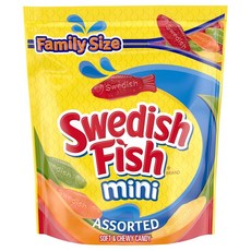 SWEDISH FISH 미니 모듬 소프트 & 츄이 캔디 패밀리 사이즈 벌크 캔디 0.8kg(1.8파운드), 800g, 1