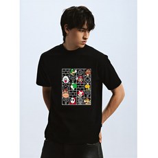 슈퍼 마리오 캐릭터 여름 면 티 반팔 남녀공용 국내 프린팅