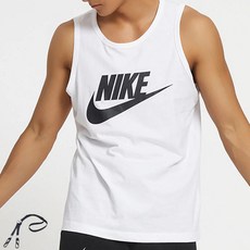 NIKE 男款LOGO印花無袖背心 白色+PG掛繩
