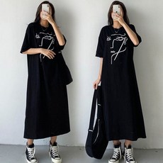 페이스 여성 프린팅 라운드 반팔 임산부