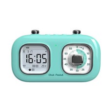 GShuang 무소음 공부 듀얼스크린 LCD 구글 뽀모도로 타이머, 1개, 푸른 색조
