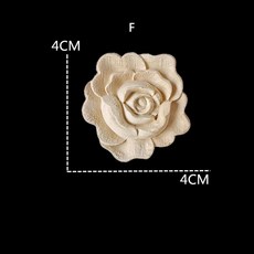 나무 조각 온레이 장미 아플리케 나무 가구용 데칼 앤티크 홈 장식 나무 가구 장식 나무 꽃 공예, 14 F 4cmX4cm