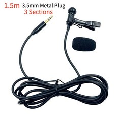 색소폰 무선 핀 마이크 핸드폰 인터뷰 카메라용 라발리에 타입 사운드 카드 컴퓨터 칼라 클립 집게 1.5m ~ 6m 길이 3.5mm 금속 플러그, 3-1.5m Long 3.5mm, 한개옵션1