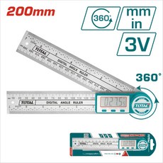 TOTAL 液晶金屬角度尺 200mm 360度, 1個