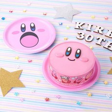 별의커비 어린이 간식 생일파티 웃는얼굴 접시, 핑크 커비 접시 2개, 2개