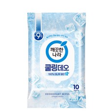 깨끗한나라 페퍼민트 쿨링 휴대용 데오드란트티슈 10매, 66g, 2개