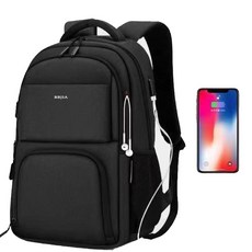 BBJIA 韓版雙肩包多層電腦包 大容量學生背包 時尚休閒旅行背包, 黑色