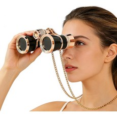 유렐렉시트 오페라 안경 쌍안경 3X25 로그넷 극장용 광학 BK9 미니 컴팩트 경량 내장 접이식 조절 가능한 손잡이 빈티지 뮤지컬 콘서트 시네마 남성용, Gold With Neck