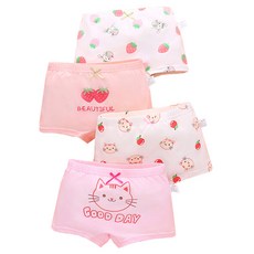슈가캣 여아 사각 드로즈 4매입 아동 면 팬티 세트 유아 속옷 어린이 속바지