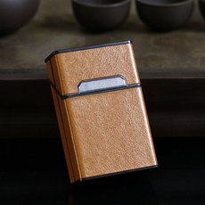 熱賣20支裝皮革煙盒 防壓磁吸個性創意收納盒 便攜防撞防潮香菸盒, 皮革棕, 1個