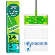 Swiffer Sweeper 2-in-1 바닥 청소용 건식 및 습식 멀티 표면 클리너 청소 걸레 스타터 키트 대걸레 1개 + 리필 19개 포함 20피스 세트, Swiffer Sweeper 2-in-1 바닥 청소용,