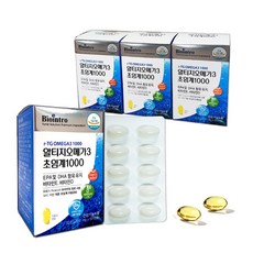 알티지오메가3 초임계 1000 비타민E 비타민D 함유 1000mg EPA+DHA 비린내 없는 저온초임계 RTG 오메가쓰리 알작은 식물성 캡슐, 60정, 4개