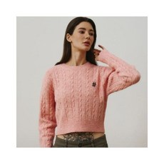 빈트릴 여자 니트 스탠다드 해시태그 로고 울 케이블 크롭 BA243KT501PKDJDH5576365