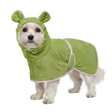 강아지 목욕 가운 슈퍼 흡수성 타월 로브 - 극세사 빠른 건조 코트 강아지용 귀여운 옷 조절 가능한 칼라 및 배꼽 스트랩 보온 후드 (오렌지 스몰), 소형