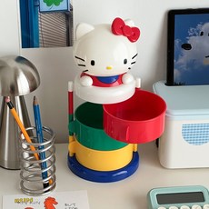 이이공브이샵 컬러풀 키티 3단 회전수납함 다용도 정리함 데스크테리어, 1개, 단일옵션