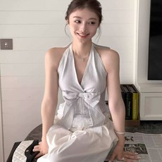 Yellwel V넥 나비 프린트 롱 원피스 여름 DJP