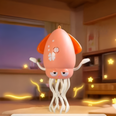 [KC인증] 빌리네집 댄싱 춤추는 오징어 서빙해주는 젠틀오징어, 핑크+낚싯대, 1개