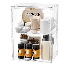 하이텍윙 아크릴 케이스 대형 수납함 피규어 케이스 전시함 가방 보관함 칸막이 포함 36x28x22cm, 투명, 1개