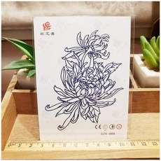 WAWA TATTOO 線條花朵 K61 栀子果汁草本紋身貼紙，持久2周，防水紋身貼，草本紋身貼, 1個