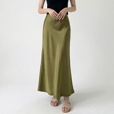 엘바리스 여성 새틴 머메이드 슬림핏 히든 밴딩 지퍼 스커트 A라인 플레어 롱치마