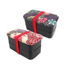 하코야 기모노 2단 도시락 500ml / 일제 찬합, 하코야 기모노 2단 도시락 500ml 대나무 52261, 1개