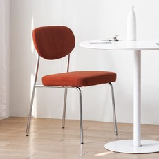 패브 미드센추리 모던 패브릭 철제 식탁 의자, 2개, 브릭브라운(아쿠아패브릭)