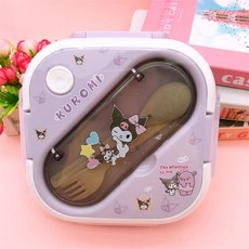 超繪玩 現貨寶媽親推 大小合適 國小便當盒 開學必備 手提方形三格便當盒 不銹鋼飯盒 學生便當盒 可愛便當盒 分格餐盒, 1個, 洛米