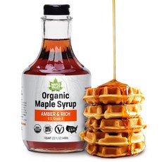 메이플 밸리 32 oz. 유기농 메이플 시럽 - 유리 디캔터 Maple Valley Organic Pure Maple Syrup Amber and Rich Better Than, 앰버 & 리치, 32 Fl Oz (1 팩), 1개, 946ml