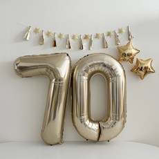 동그라미파티 환갑 칠순 숫자 풍선 가랜드 세트, 1세트, 골드 70