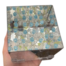 魔方花海鬱金香小夜燈︱手工diy 立體花海小夜燈 生日禮物 DIY材料包 手作材料包︱麥手作, A藍色