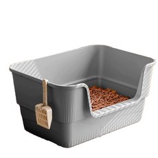 加大號低入口防濺貓砂盆 附貓砂鏟 (79cm x 56cm x 40cm), 巨型貓砂盆-灰色(限宅配), 1個