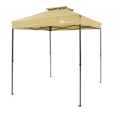 MOON LENCE 자외선 차단 UPF50+천막 원터치 천막 사각 캠핑 타프 방수 타프 그늘막 타프 시스템 파고라 3단 고도 조절 조립 간단 UV(타프막) 스틸(프레임), 베이지