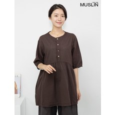 모슬린 엄마옷 면라운드 7부 소매 블라우스 613FGH414 마담/중년여성/빅사이즈/50대/60대