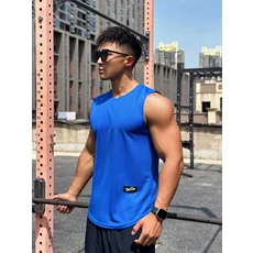 2023 여름 뉴 트렌드 남성 풀오버 라운드 넥 메쉬 하단 스포츠 피트니스 러닝 탑 민소매 탱크 빠른 건조