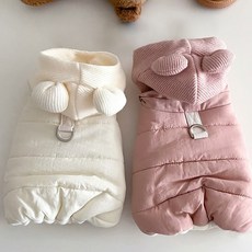 강아지 패딩 퍼 털 후드 옷 후리스, 1개, 화이트