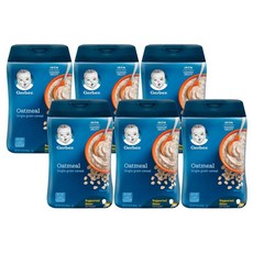 Gerber 1st Single-Grain Oatmeal Cereal 거버 1단계 싱글 그레인 오트밀 시리얼 16oz (454g) 6팩, 상세 참조, 454g, 6개