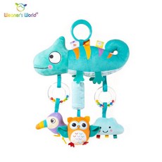 Weaner's World 嬰兒安撫掛掛樂，可掛式推車搖鈴響鈴玩具, 1個, 蓝色恐龙车挂