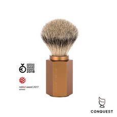 CONQUEST 德國 MUHLE HEXAGON 古銅金刮鬍刷，六邊形銀尖獾毛刷，經典刮鬍配件，提升刮鬍體驗, 1個