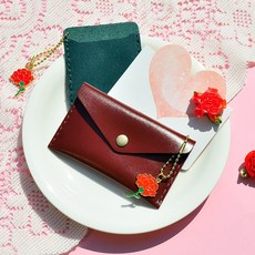 아트앤허그 카네이션 키링 카드지갑 DIY만들기 자투리 가죽공예 업사이클링 카드포함, 오픈형(색상랜덤), 1개