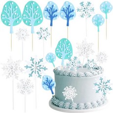 Gyufise 겨울 겨울왕국 케이크 토퍼 장식 삼나무 눈송이 케이크 피크 겨울 베이비 샤워 웨딩 생일 크리스마스 파티 DIY 케이크 용품 블루