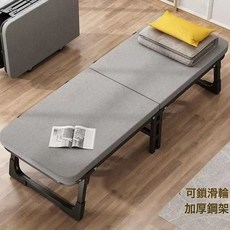 NBZH 簡易單人牀午休牀摺疊牀陪護牀成人午睡辦公室家用便攜小牀帶滑輪, 60海綿