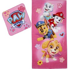 Franco Paw Patrol 여아용 목욕/수영장/해변의 부드럽고 흡수력이 좋은 면 테리 타월 수건 포함 2피스 세트 127 x 63.5cm(50 25인치)106243, Franco Paw Patrol 여아용 목욕/수영장/해