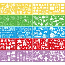 [빛나니라니]스텐실도안 스텐실 무지개(20개/1세트) 동물 알파벳 공주 할로윈 도형 생일 세트, 1개